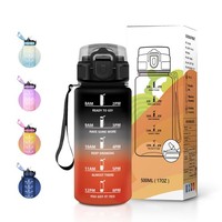 Sportflasche 500Ml Bpa-Frei Auslaufsicher Mit Strohhalm, Zeitmarkierung, Fitness