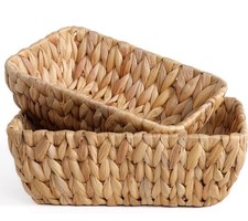 Small Wicker Baskets for Organizing 2 Pack, Hand Woven Baskets for Storage