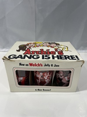 1973 Archie's Welch's Jelly Jars Glasses BOXED SET (6) Archies Archie Comics