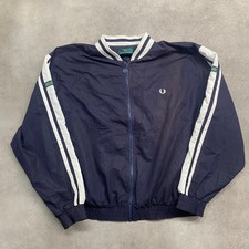 Fred Perry Track Jacket Mens Large 90s Vintage Laurel Wreath Windbreaker, Navy