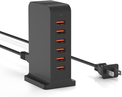 VPSUN USB Charger 6 Port 50W Multi USB Tower Charging Station for Multiple Devic