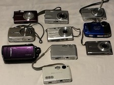Lot Of 9 Cameras And One Video Camera For Parts-Nikon,Fujifilm,Olympus And Casio