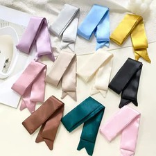 Skinny Satin Scarf Women's Solid Hair Band Bag Handle Neckerchief 4.5x100cm