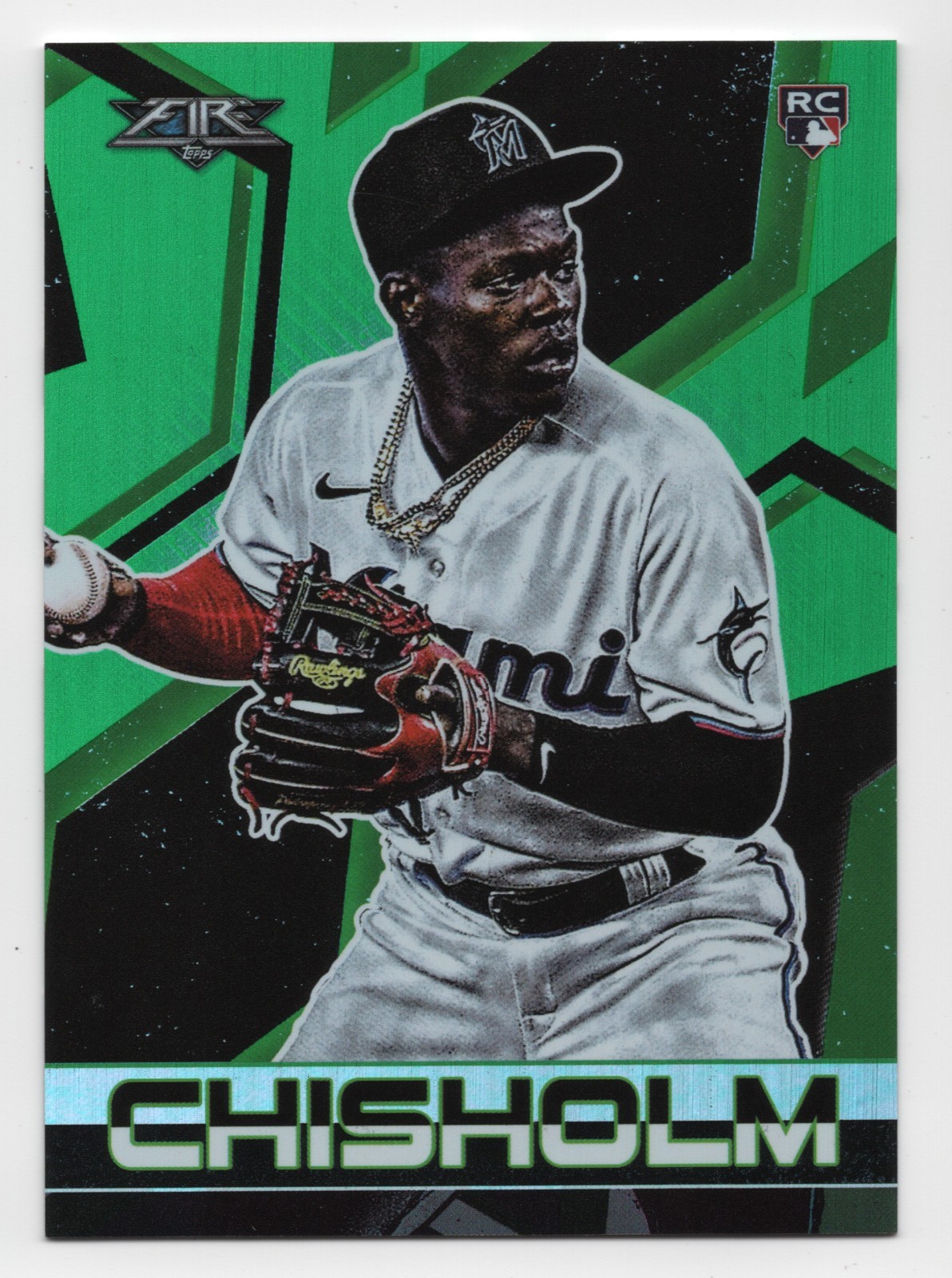 2021 Topps Fire JAZZ CHISHOLM #40 Green Rookie /199-Marlins