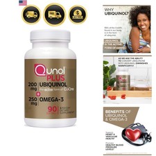 Plus Ubiquinol Coq10 200mg with Omega 3 250mg Extra Strength Antioxidant Bovi...