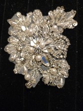 Beaded Rhinestone Pearl Sew-On Applique Embellishment A5 for Dresses Crafts