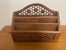 Woodcraft Hand Crafted Letter Rack Wooden India Tiered Storage Stationery