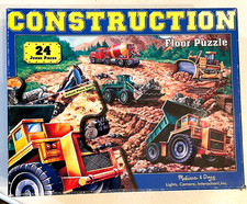 Melissa Doug Construction Floor Puzzle 24 Jumbo Pieces 2 ft x 3 ft Complete