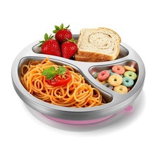 Stainless Steel Toddlers Plate with Silicone Suction, 8" Divided Plate, BPA-,...