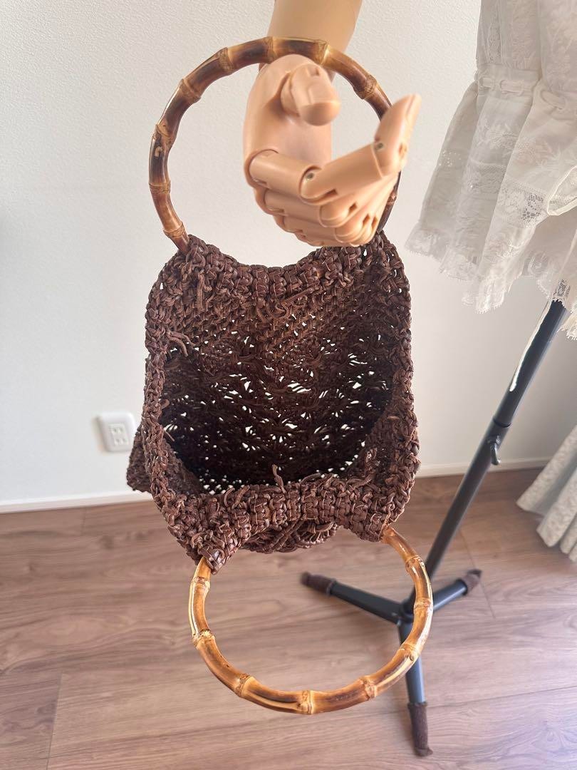 Dragon Diffusion Leather Mesh Handbag Bamboo Hand… - image 5