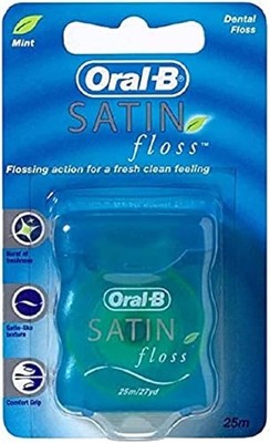 3x Oral-B Satin Floss Zahnseide a 25m Zahnseide mit Minze gegen Mundgeruch