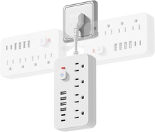 Surge Protector Power Strip - Short Extension Cord with 4 AC Outlets, 6 USB Por