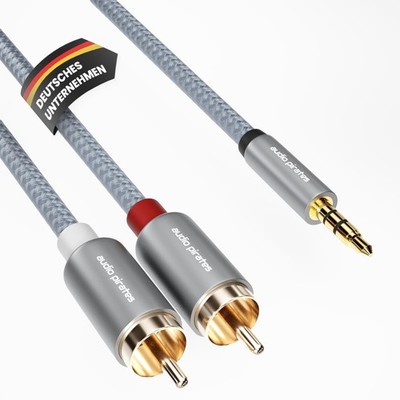 audio pirates 1x 3,5mm Klinke auf 2x Cinch RCA Kabel [5,0m 2-Pack] PF