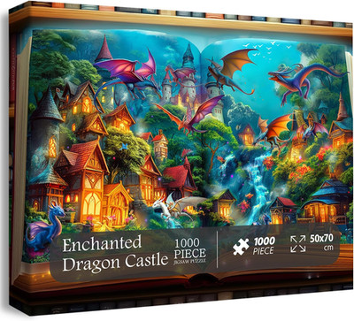 Dragon Puzzle for Adults 1000 Pieces, Magic Library Book Puzzles Nature Forest A
