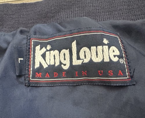 Giacca Boeing King Louie vintage uomo taglia grande zip blu beige made in USA - Foto 3 di 8