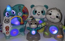 Fisher Price Linkimals Toys Lot Of 5 Narwal Sloth Llama Moose Panda Tested READ