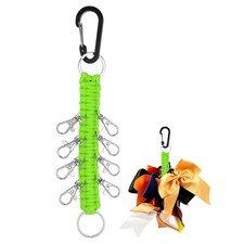 Cheer Bow Holder, Paracord Keychain with 8 Hook Fluorescent Green 10"