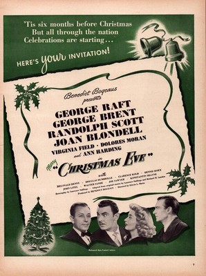 Original George Raft Christmas Eve 1947 Multi-Color Magazine Printed Ad USA