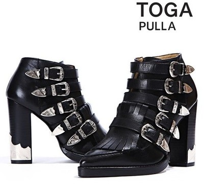 Toga Pulla schwarze Damen Stiefeletten mit Schnalle AJ670 SCHWARZ 3471965744 17105370