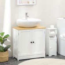 Bathroom Vanities Under Sink Cabinet Pedestal Storage Cupbaord with Doors White