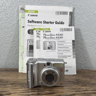 Canon PowerShot A540 6.0MP Digital Camera - Silver - Tested Working 