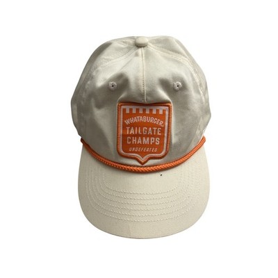 Whataburger Tailgate Champs Hat Mens OSFM Cream New With Tag Rope Snapback Cap