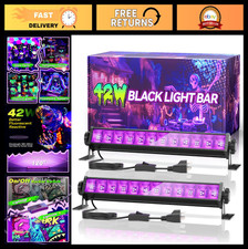 42W LED Black Light Bar 2 Pack, 6FT Cord  Switch, Glow in Dark Party Supplies,