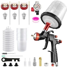 Lvlp Air Spray Gun W/ 1.4/1.7/2.0mm Nozzles 22oz Disposable House DIY Paint Cups