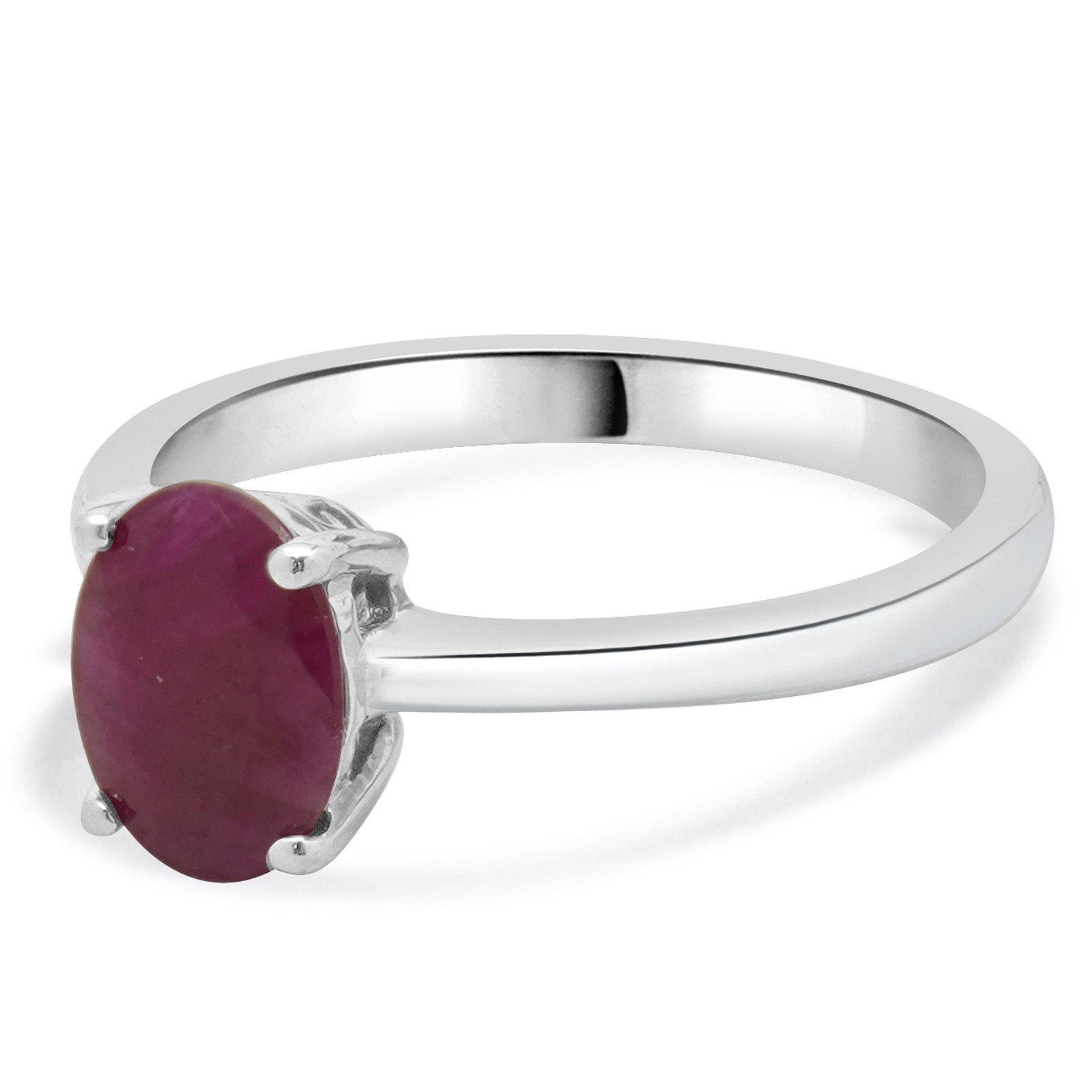 Platinum Oval Ruby Solitaire Ring - image 2