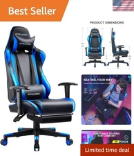 Gaming Chair with Footrest, Ergonomic Computer Game Desk Chair, Reclining Gam