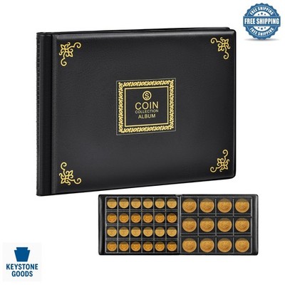 600 DLB Vintage Black Coin Collection Organizer with 300 Pockets