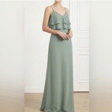 Jenny Yoo Sage Green Layered Maxi night Party Prom Dress size 8