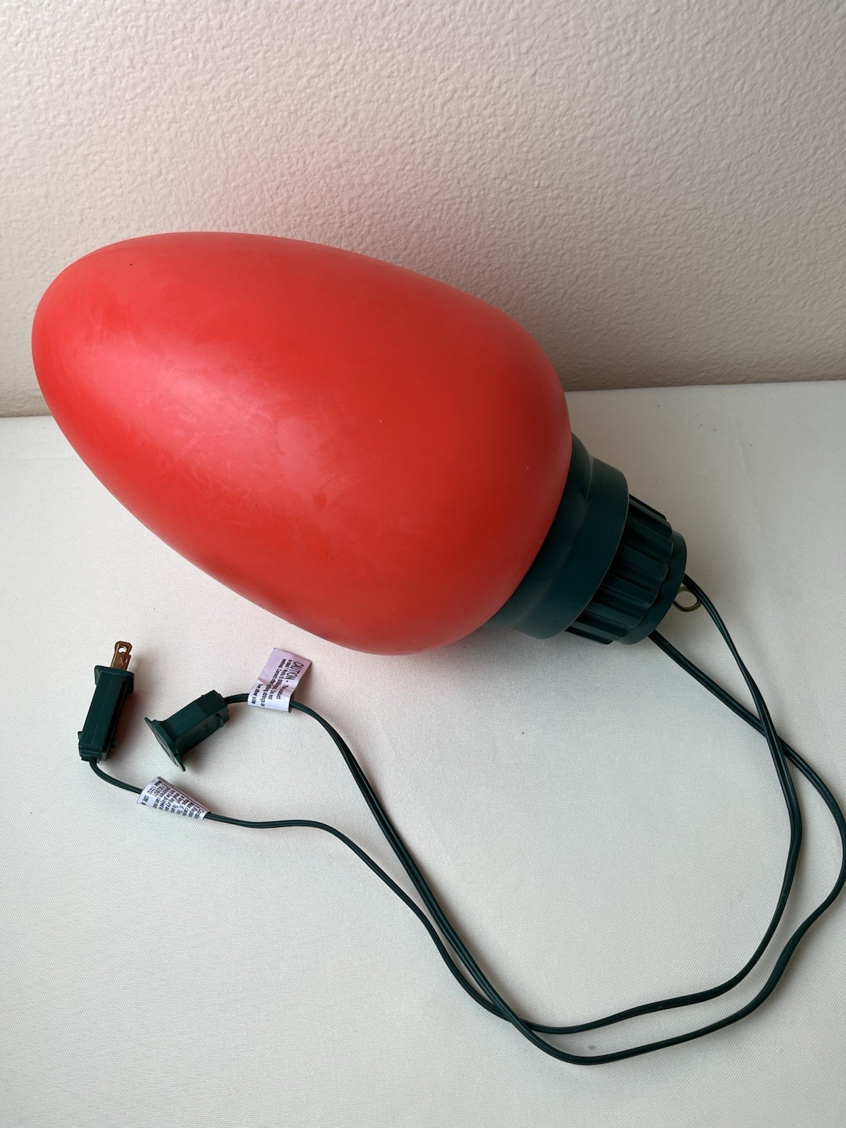 Red 14” Blow Mold Hanging Christmas Bulb Light Electric - Plugs end to end