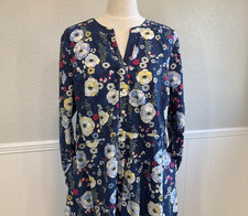 Talbots Womens Dress 16W Falling Blossoms Cottagecore Shirtdress Garden Cotton