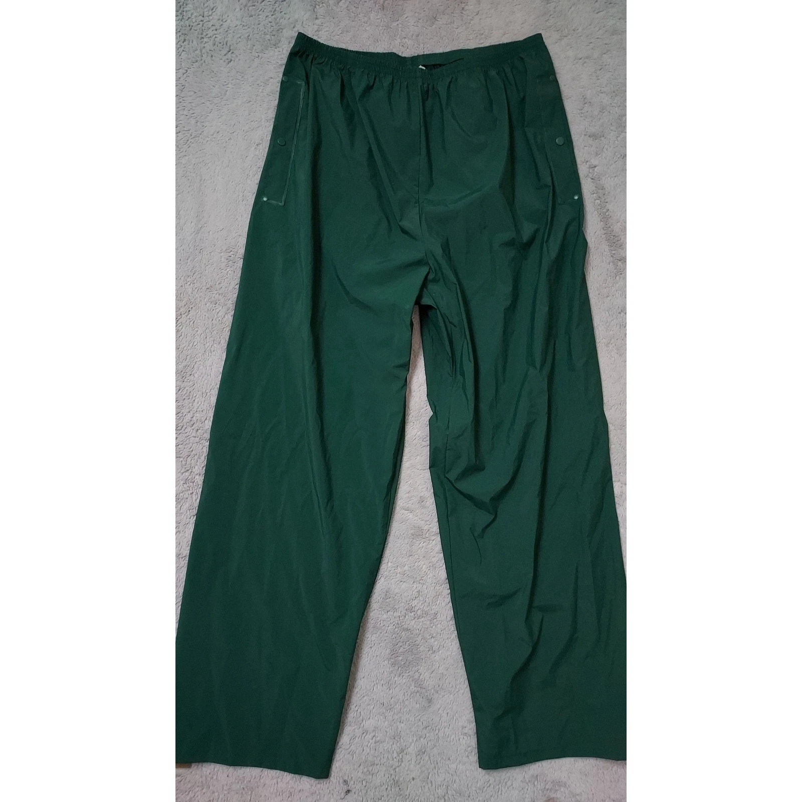 Columbia Pants Mens XXL 2XL Green Rain Golf Waterproof Outdoor Snap Hem PVC