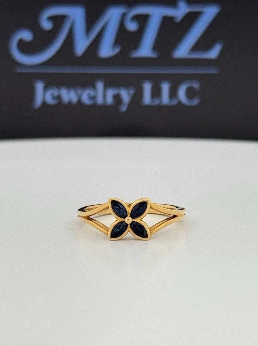 Vintage Tiffany & Co Victoria Blue Sapphire Ring 18k Yellow Gold