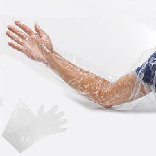 50pcs Disposable Long Plastic Gloves, Veterinary Insemination Gloves, Full Arm