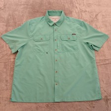 Eddie Bauer Shirt Mens XXL Light Green Short Sleeve Button Up Breathable
