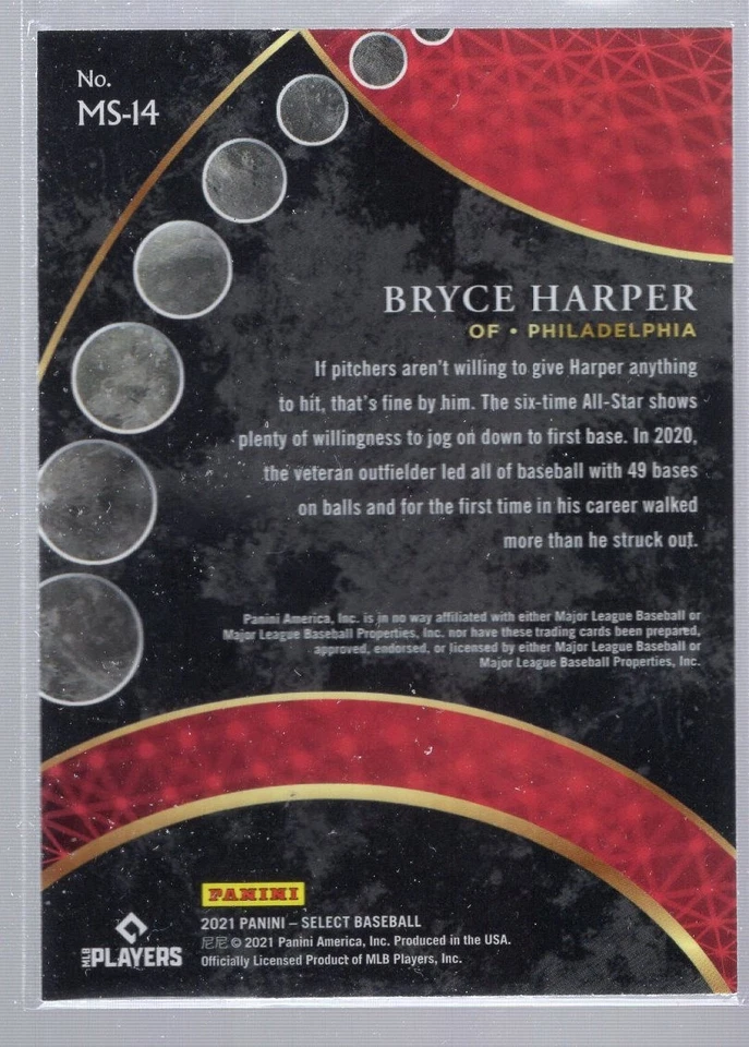 * 2021 Panini Select - Moon Shots #MS-14 - BRYCE HARPER - Image 2 of 2