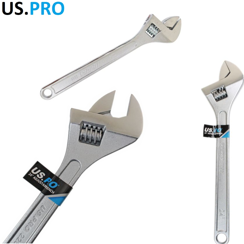 US PRO Adjustable Wrench Large 24"" 600mm Spanner 63mm Wide Opening Jaw 2235