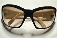 Versace 4069-B Vintage Brown Beige Greek Key Greco Logo Crystal Arm Sunglasses