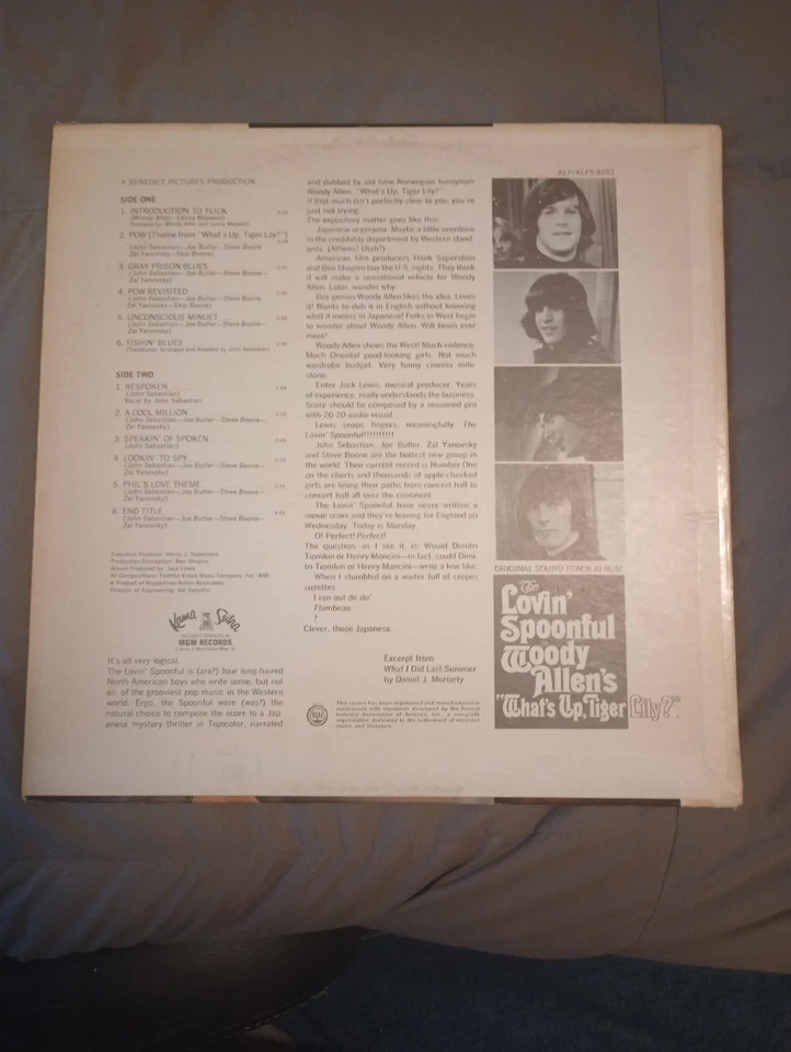 Lovin' Spoonful in Woody Allen What's Up, Tiger Lily? Soundtrack Vinyl LP, 1966 - Image 2 of 4