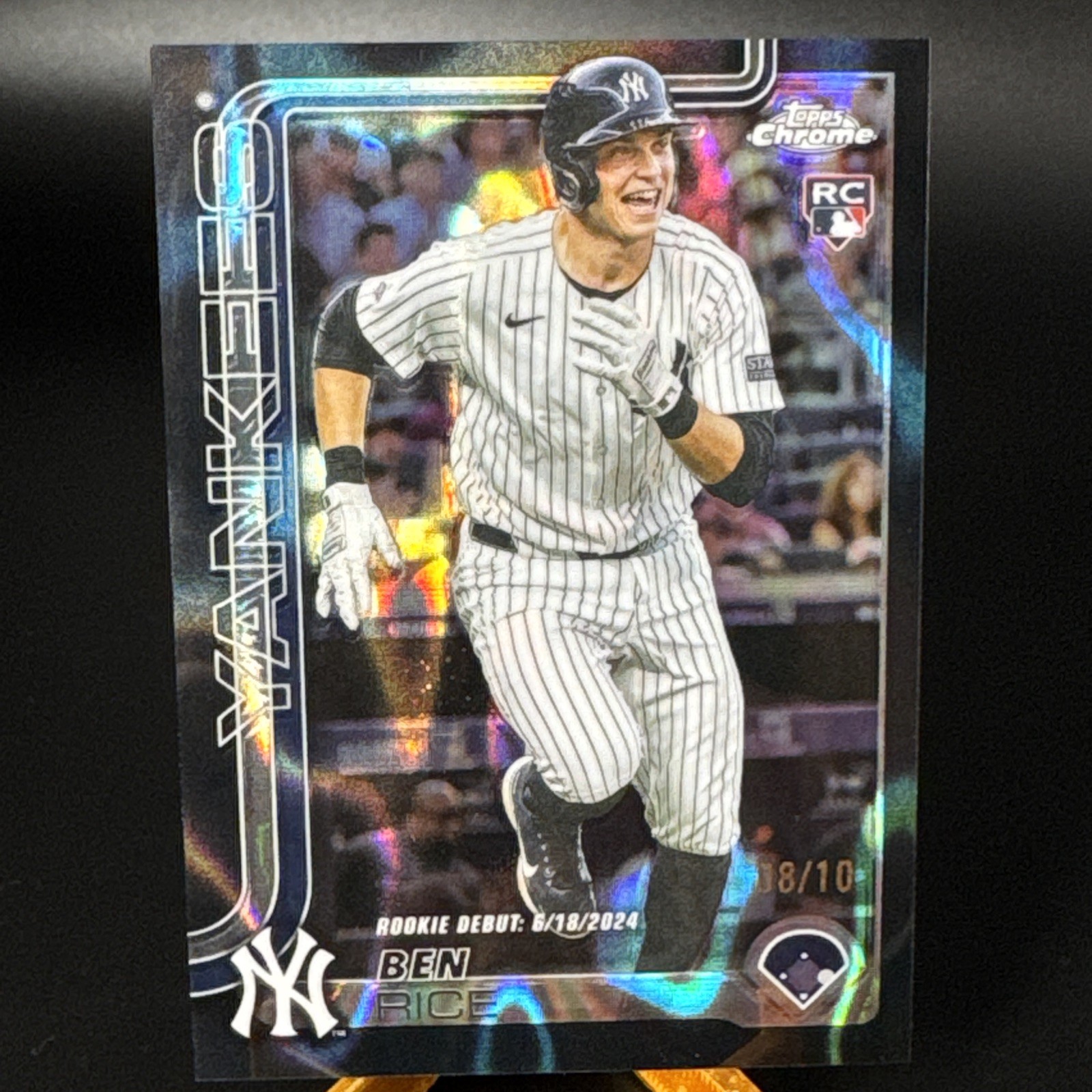 Ben Rice 2025 Topps Chrome Update Rookie Debut Black Wave Refractor /10 Yankees