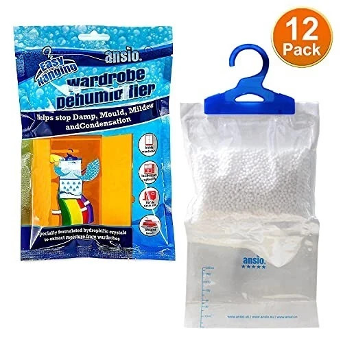 ANSIO® Wardrobe Dehumidifier Disposable Hanging Bags Pack of 12