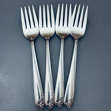 Wm. Rogers Mfg. Co. Tupperware Rose Desert Fork Silverplate 6" -lot of 4 Forks
