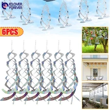 6PCS Reflective Bird Scare Deterrent Hanging Spiral Spinner Keep Away Repellent