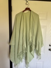 D  Y green fringe hem wrap scarf shawl pashmina cape