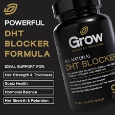 DHT Blocker with Biotin - Boosts Hair Growth & New Follicle Growth, 90 CAPSULES