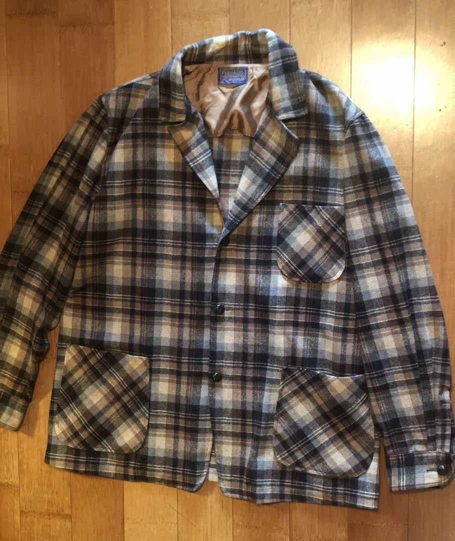 PENDLETON Shirt Jacket Virgin Wool Check Size L B… - image 1
