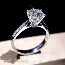 14K White Gold Over 1.95CT Lab-Created Round Cut Diamond Engagement Wedding Ring